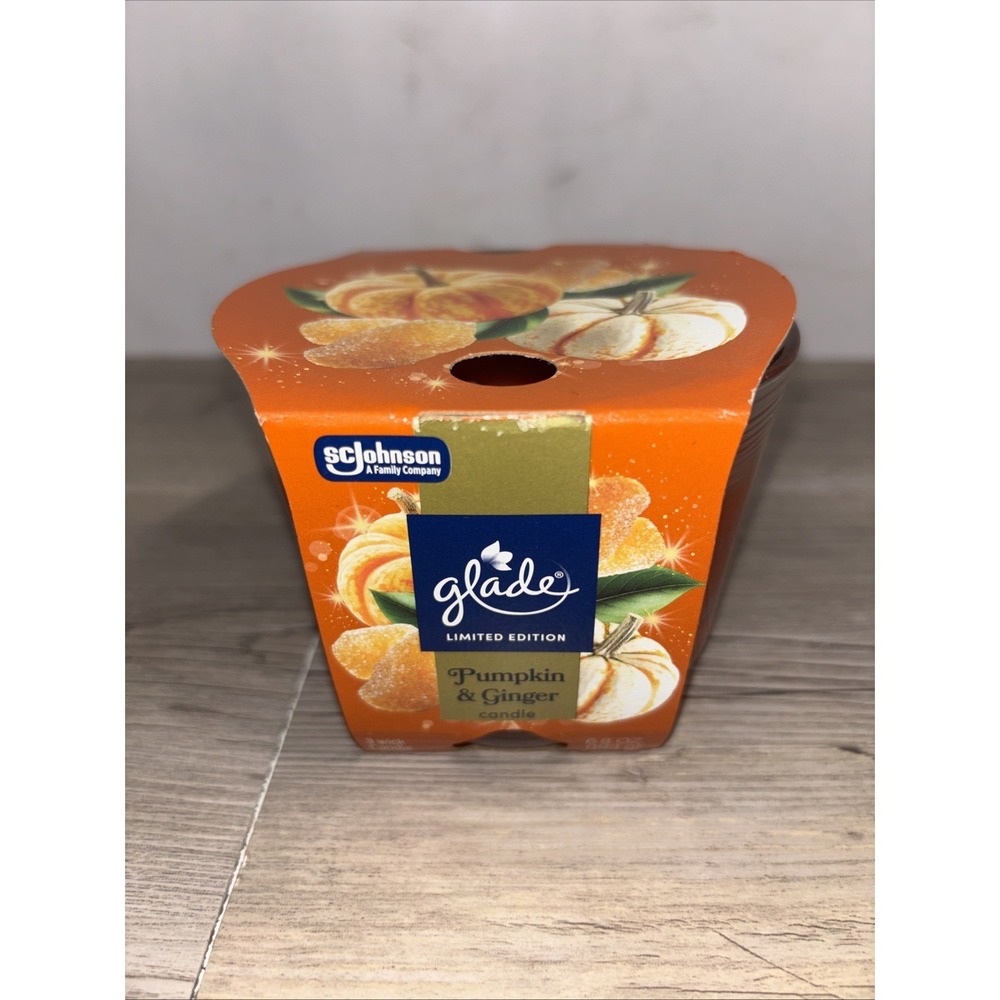 NIP Glade Candle PUMPKIN & GINGER 3 Wick Scented Candle 6.8 Oz Limited Edition
